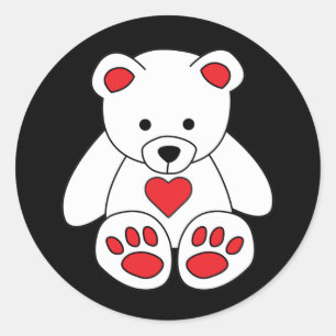 White Teddy Bären Herzchen Valentinstag I Liebe Si Runder Aufkleber