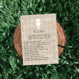 White Teddy Bear Over under Baby Dusche Game Einladung