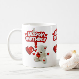 White Teddy Bear Tasse Happy Birthday Tasse