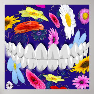 White Teeth Bite Blumen Spin Dentist Poster