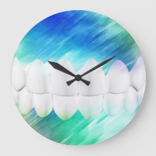 White Teeth Dentist Orthodontist Wall Clock Große Wanduhr