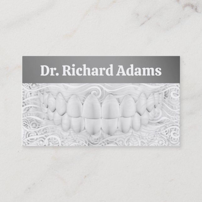 White Teeth Smile Dentist Business Card Visitenkarte (Vorderseite)