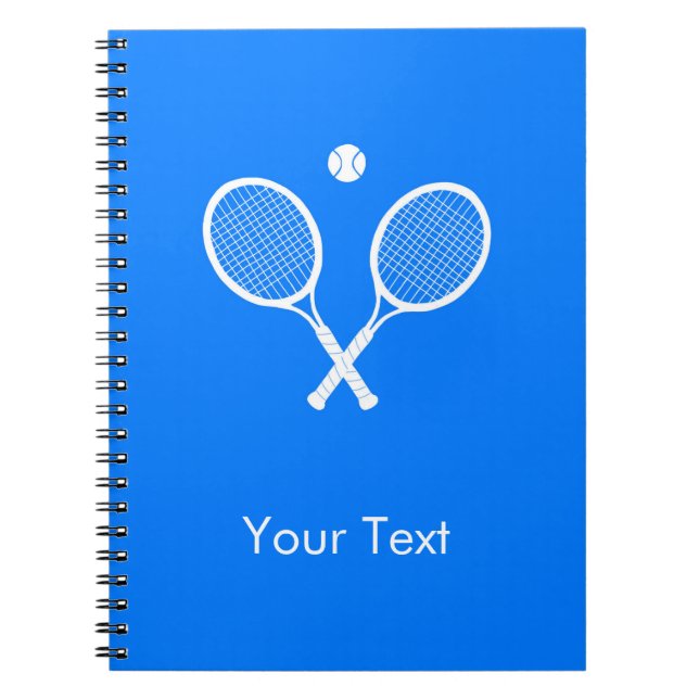 White Tennis Rackets auf Blue Personalisiert Notizblock (Vorderseite)