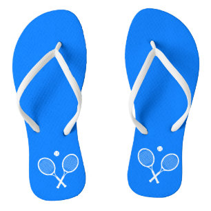 White Tennis Rackets Ultramarine Blue Flip Flops