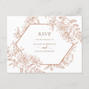 White Terra Cotta Geometric Floral Wedding RSVP Einladungspostkarte