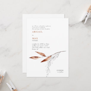 White & Terracotta Moderne Foliage Wedding Einladung
