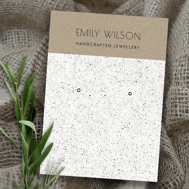 WHITE TERRAZZO TEXTURE KRAFT EARRING DISPLAY LOGO VISITENKARTE (Von Creator hochgeladen)