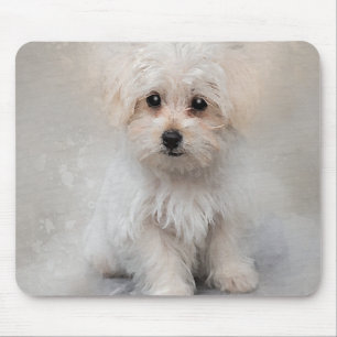 White Terrier Puppy Wasserfarbe für Hunde Mousepad