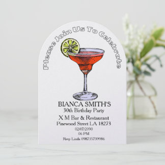 White Theme Adult Birthday   Einladung