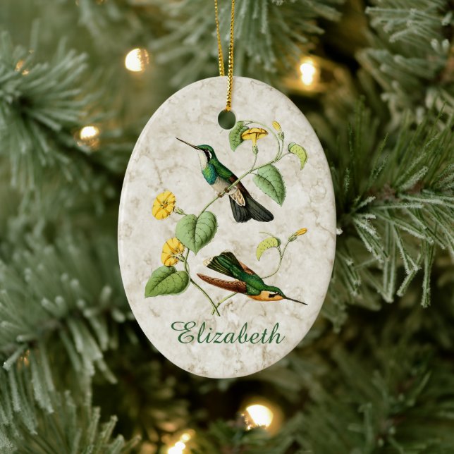 White Throated Mountain Gem Hummingbird Keramik Ornament (Baum)