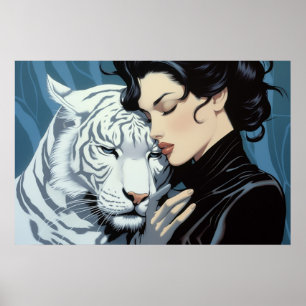White Tiger Airbrush Poster