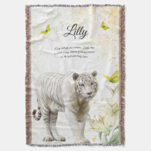 White Tiger and Lilies Throw Blanket
