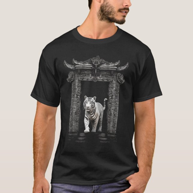 White Tiger Architecture - Animal Art Zoo Motif Ti T-Shirt (Vorderseite)