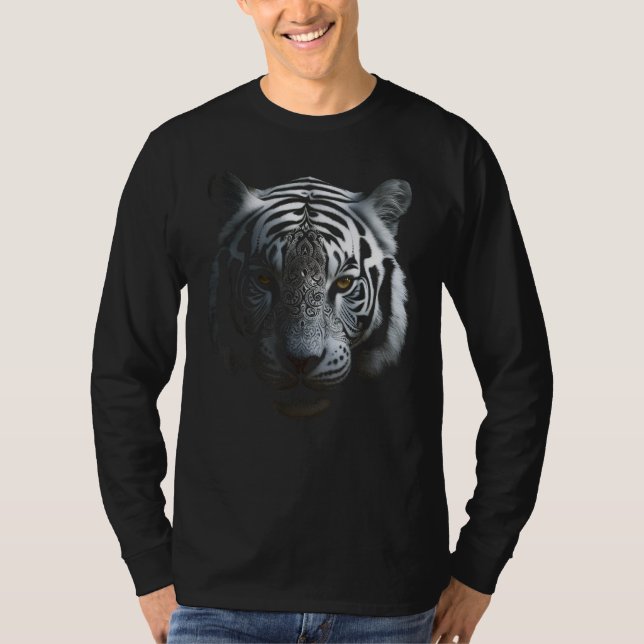 White Tiger Artwork - Mandala Animal Art Tiger T-Shirt (Vorderseite)