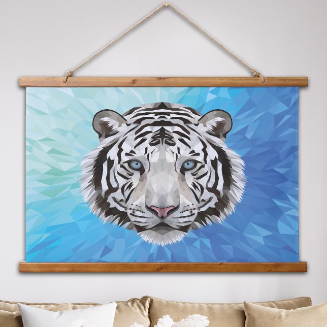 White Tiger Big Cat Modern Large Bedroom Wall  Wandteppich Mit Holzrahmen (White Tiger Big Cat Modern Large Bedroom Wall Hanging Tapestry)