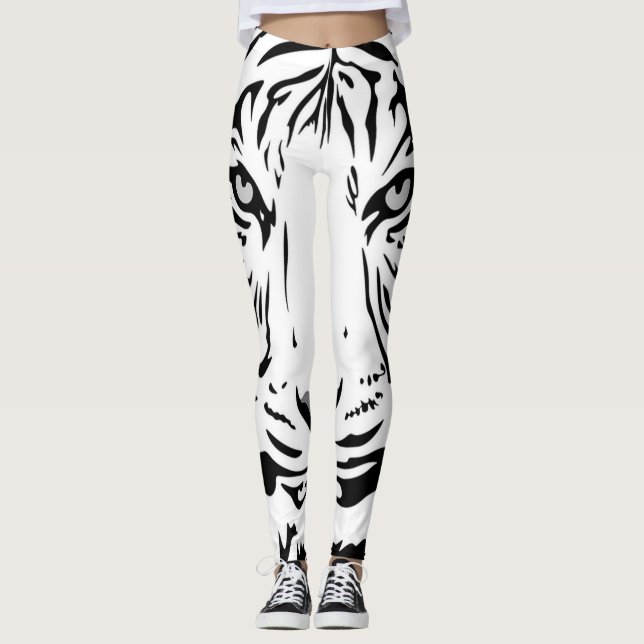 White Tiger Cartoon Leggings (Vorderseite)