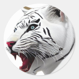 White Tiger Classic Round Sticker