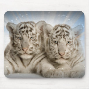 White Tiger Cubs Mouse Pad Mousepad