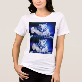 White Tiger DJ T-Shirt – Neon EDM Festival Grafik Tri-Blend Shirt