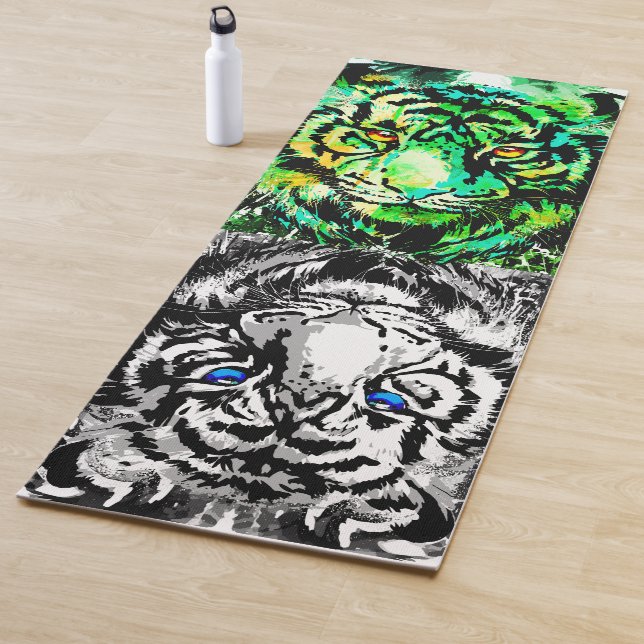 White Tiger Face - Green Tiger Blue Eyes Yoga Mat Yogamatte (Beispiel)