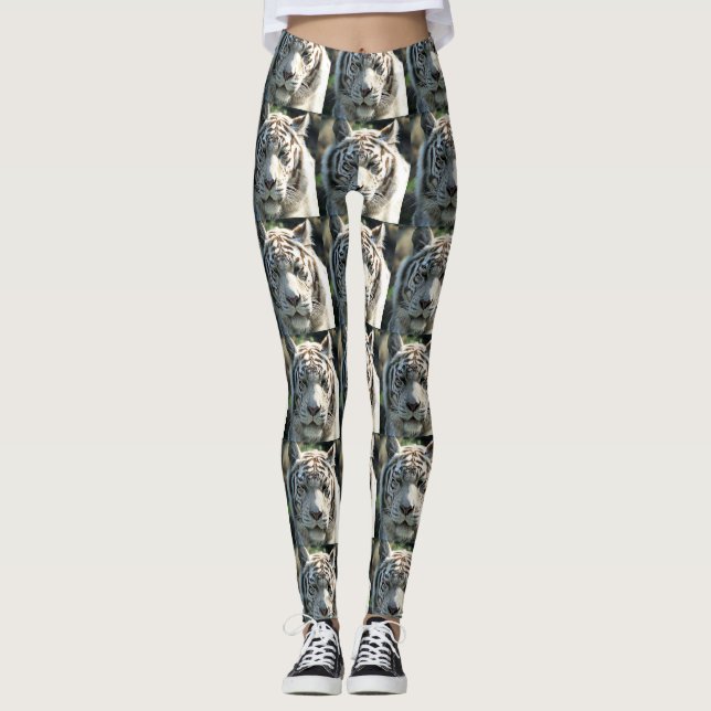 White Tiger Face Leggings (Vorderseite)