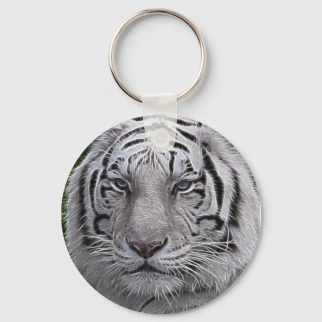 White Tiger Face Schlüsselanhänger (Vorderseite)