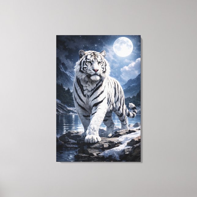 White Tiger Fantasy Art | Man Jiang Hong Art Serie Leinwanddruck (Vorderseite)