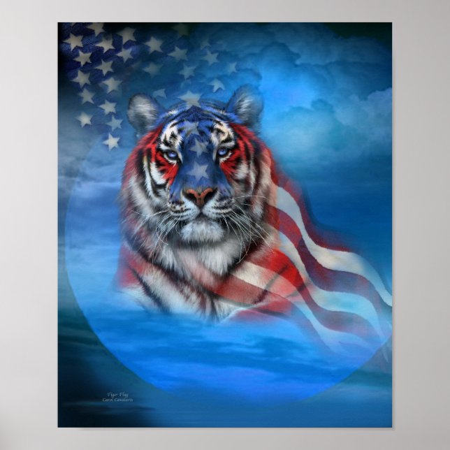 White Tiger Flag Art Poster/Print Poster (Vorne)