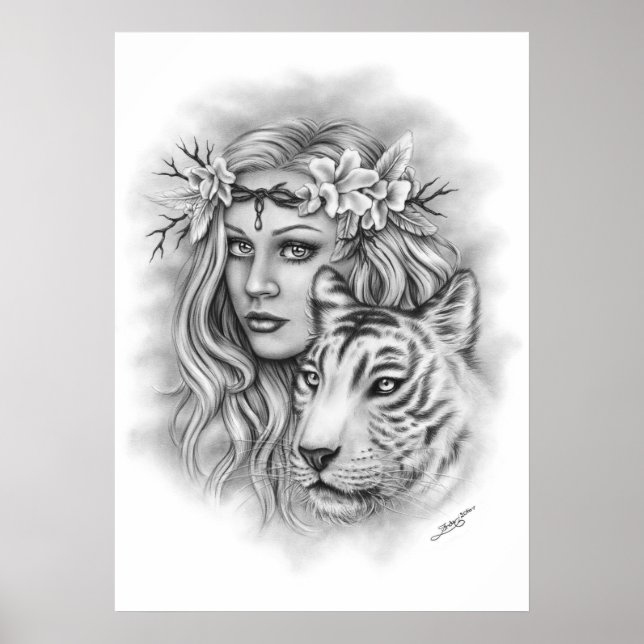 White Tiger Girl Spirituelles Poster (Vorne)
