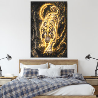 White Tiger Golden Aura – Power Guardian Spirit Ti Leinwanddruck