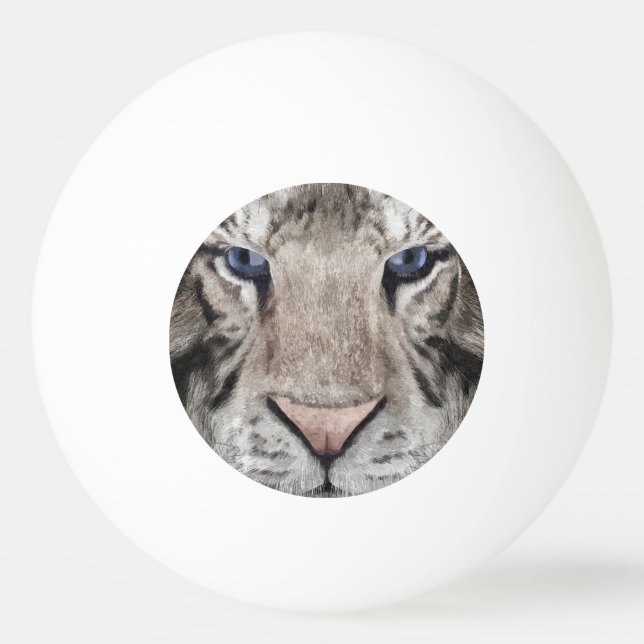 White Tiger Head  Tischtennisball (Vorderseite)