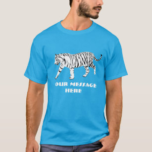 White Tiger Illustration Custom Message Graphic T-Shirt