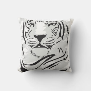 White Tiger Illustration Pillow Kissen