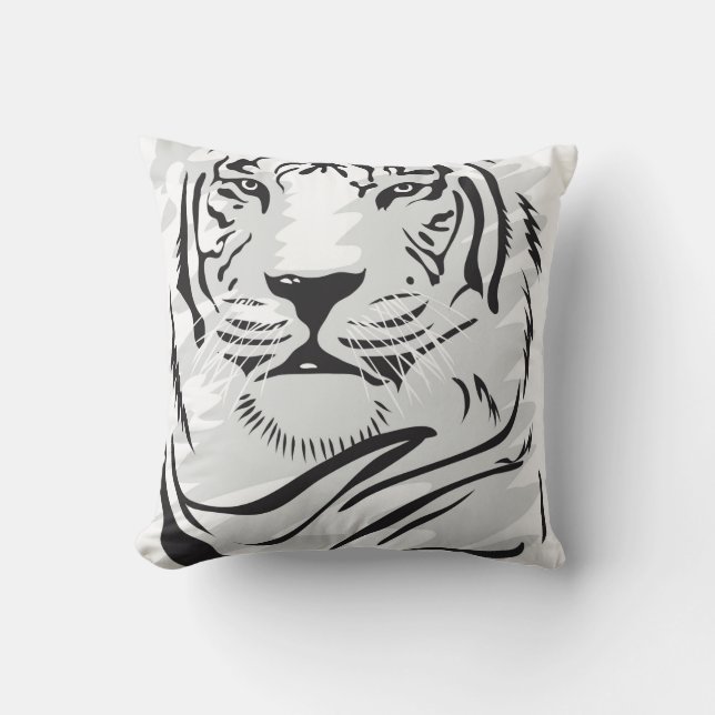 White Tiger Illustration Pillow Kissen (Vorderseite)