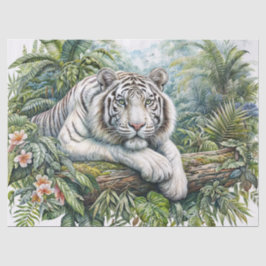 White Tiger In Lush Jungle  Seidenpapier