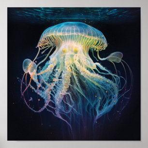 White Tiger Jellyfish Poster