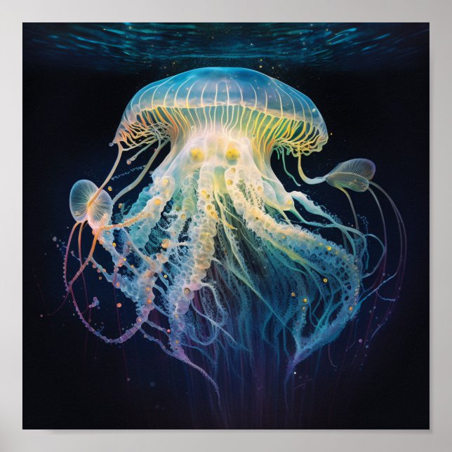 White Tiger Jellyfish Poster (Vorne)