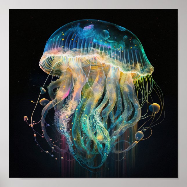 White Tiger Jellyfish Poster (Vorne)