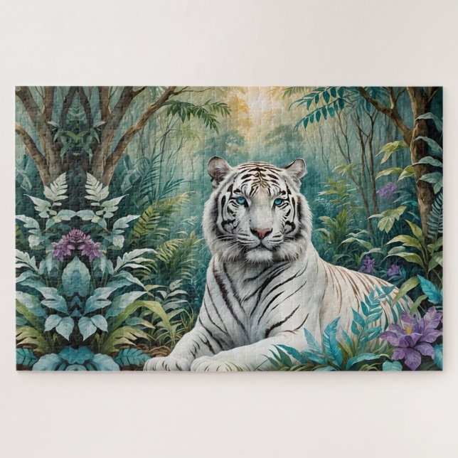 White Tiger Jungle Flora Puzzle (Horizontal)