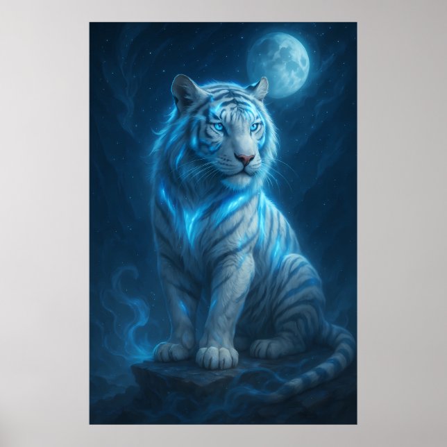 White Tiger – Moonlit Mystical Scene | ManJiangHon Poster (Vorne)
