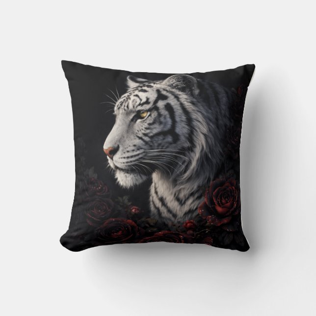 White Tiger Portrait – Calm Power and Silent Gaze Kissen (Vorderseite)