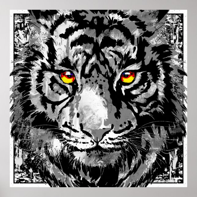 White Tiger Poster - Tiger Kopf Kunstdrucken (Vorne)
