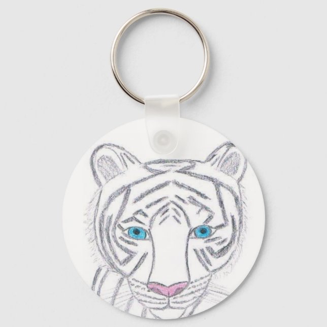 White Tiger Schlüsselanhänger von KellyMDesign (Vorderseite)