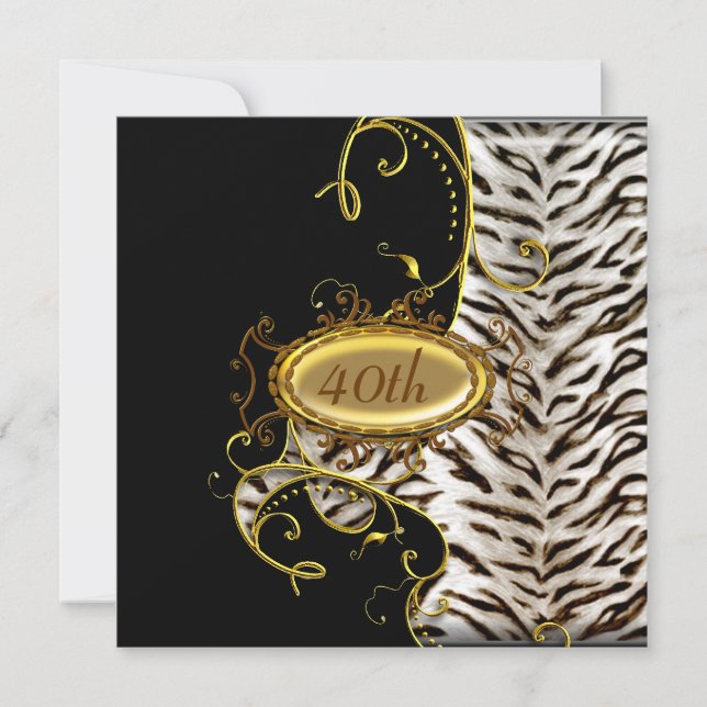 White Tiger skin Birthday party Einladung (Vorderseite)