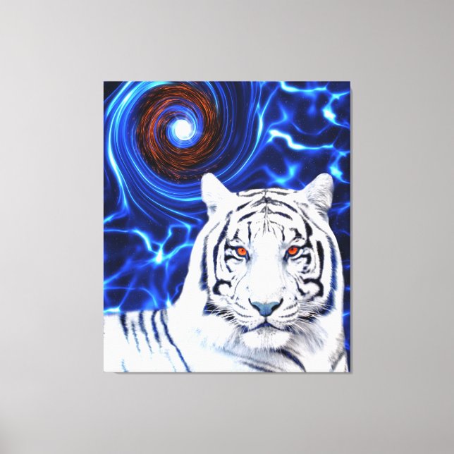 White Tiger Spirit Animal Vortex Stretch Leinwand (Vorderseite)