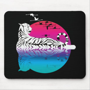White Tiger Sunset Mousepad