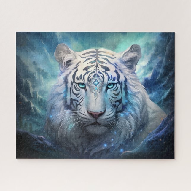 White Tiger Surreal Mysasy Fantasy Art Puzzle (Horizontal)