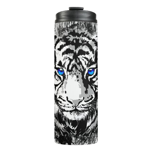 White Tiger Thermal Tumbler | Farbenfrohe Tigerfro Thermosbecher (Vorderseite)