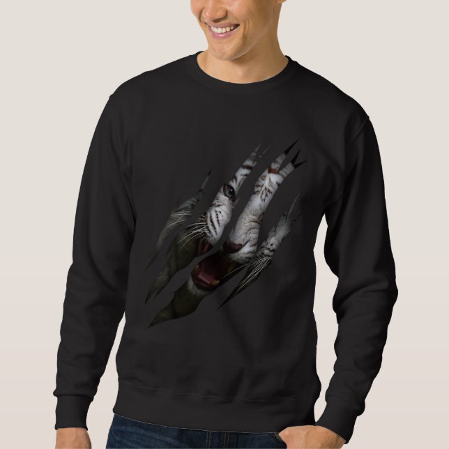 White Tiger Torn Claw Wild Safari Tierkatze Sweatshirt (Vorderseite)