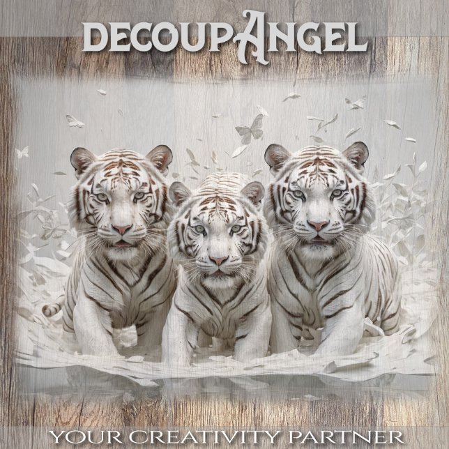 White Tiger trio - Decoupage - Seidenpapier (Von Creator hochgeladen)